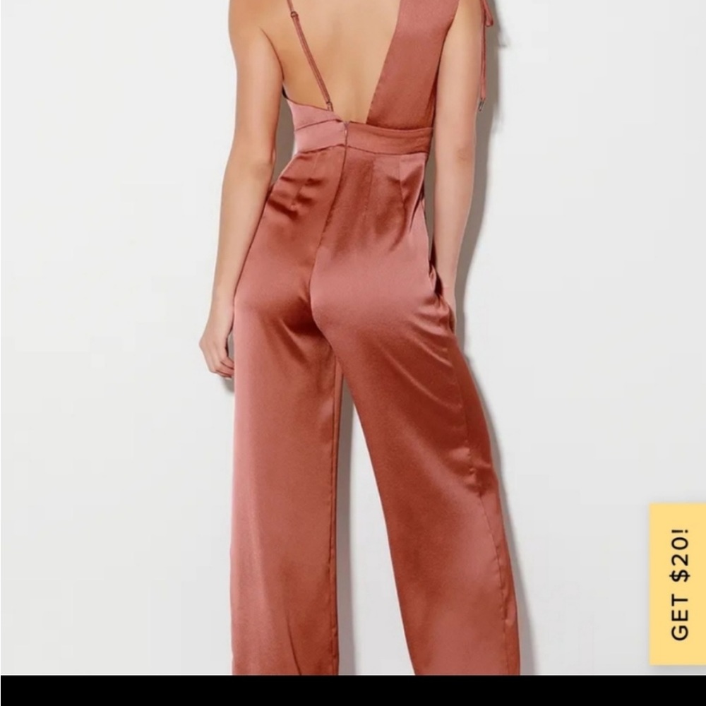 Lulus LOOK OF LUXE RUSTY ROSE SATIN jumpsuit - Picture 4 of 9